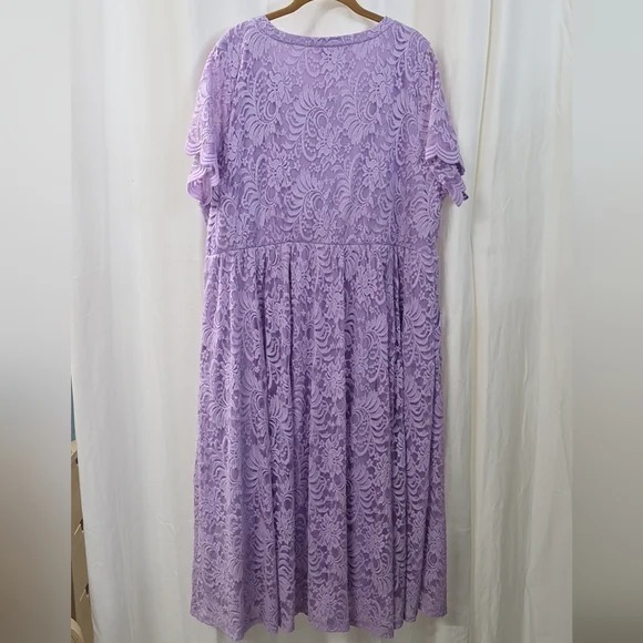 🥳HOST PICK🥳 Torrid 3 3X 22/24 Midi Lavender Lace Midi Fit Flare Dress Whimsy - Picture 2 of 12